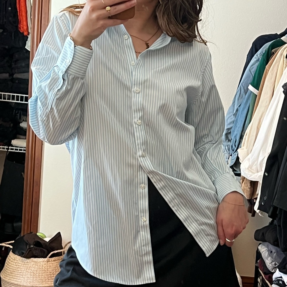 Brooks Brothers Light Blue Striped Women's Top